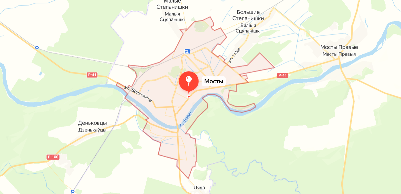 Карта зоны выезда — Лида